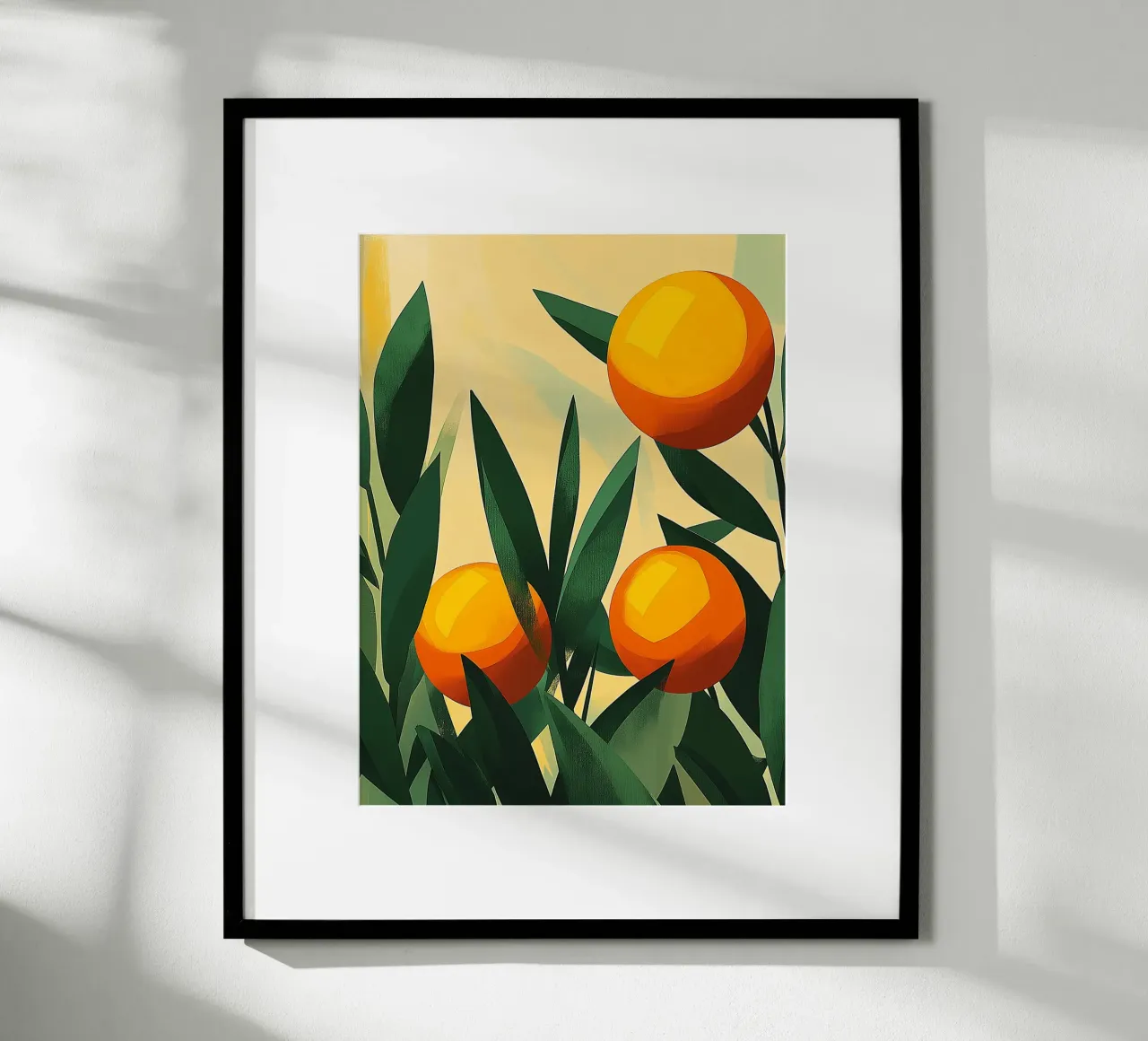 Illustrazione moderna di arance poster con telaio in plastica da Flora & Horizon
