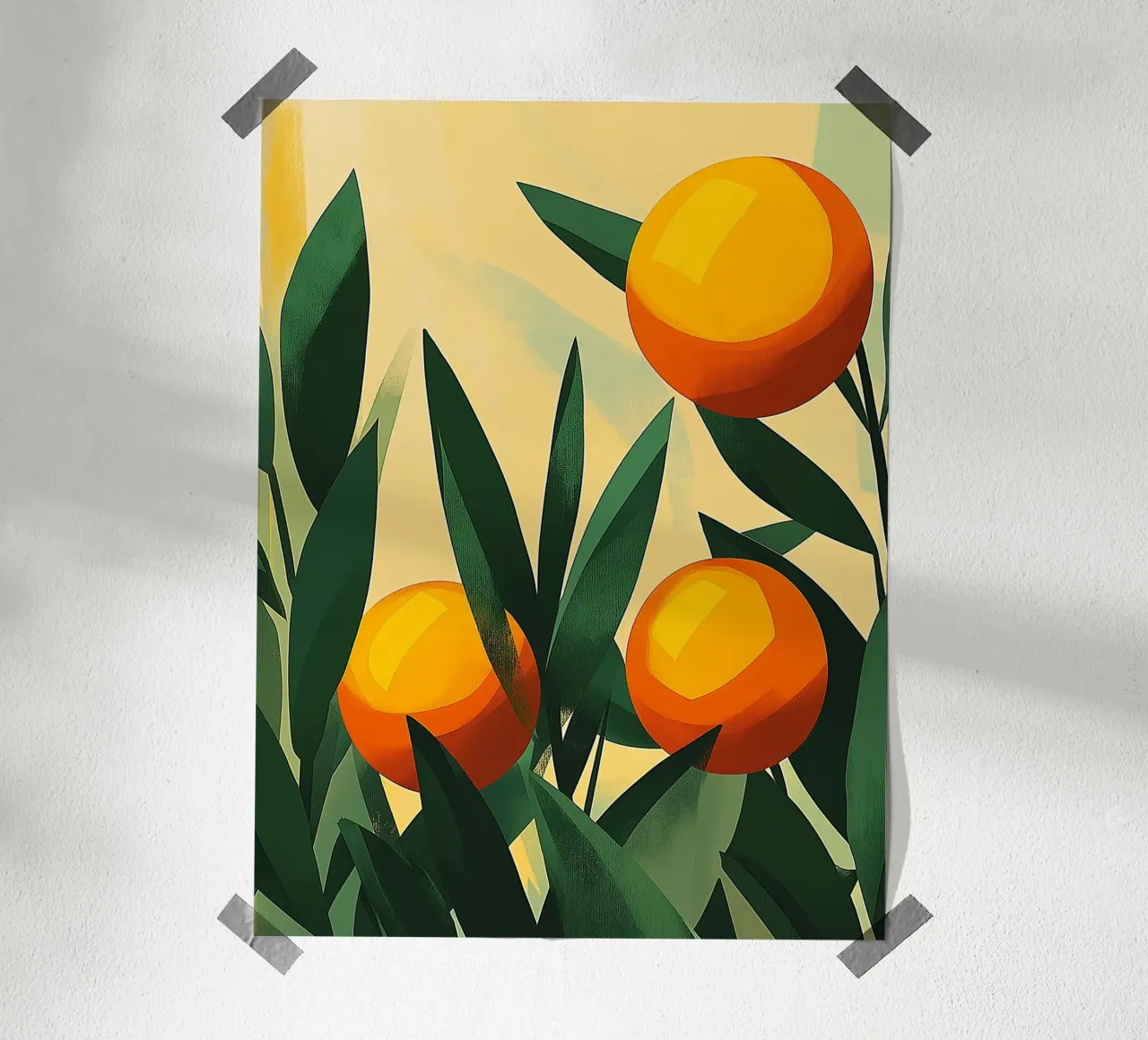 Illustrazione moderna di arance poster con telaio in plastica da Flora & Horizon