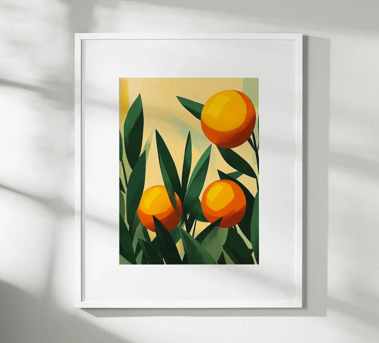 Illustrazione moderna di arance poster con telaio in plastica da Flora & Horizon