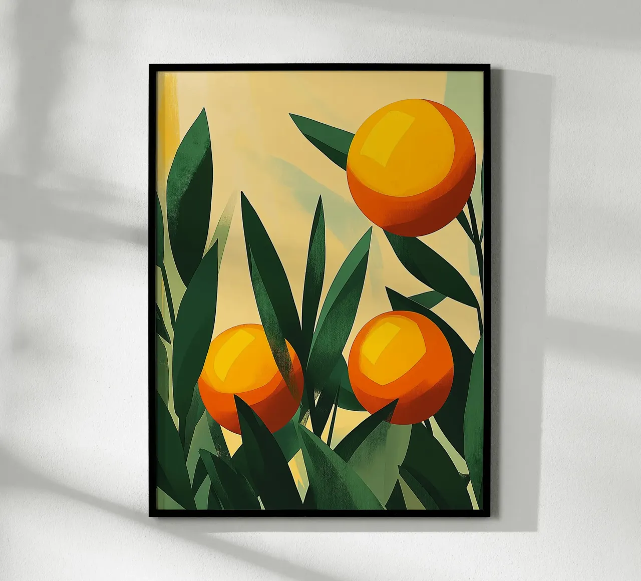 Illustrazione moderna di arance poster con telaio in plastica da Flora & Horizon