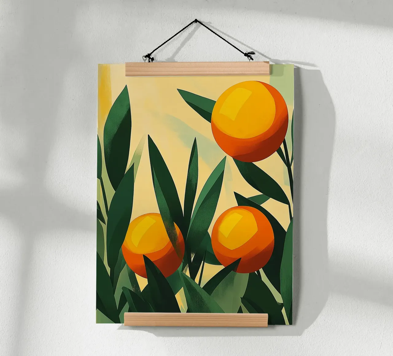 Illustrazione moderna di arance poster con telaio in plastica da Flora & Horizon