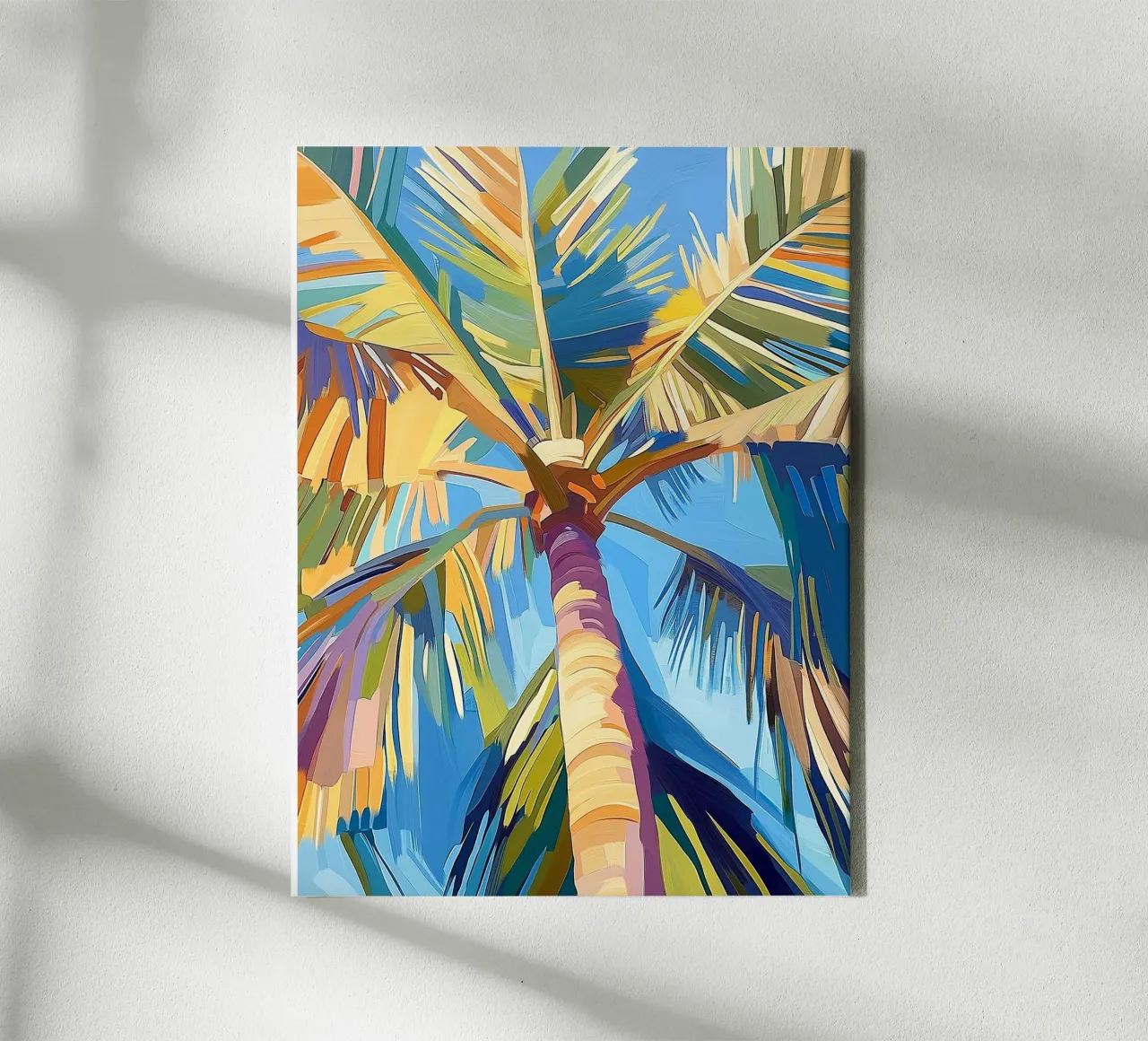 Palm tree under the blue sky canvas with Floater frame by Flora & Horizon