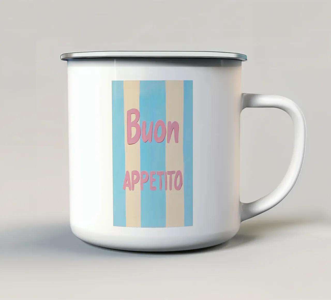 Buon Appetito Pastell Streifen tazza in smalto da Carinaprint