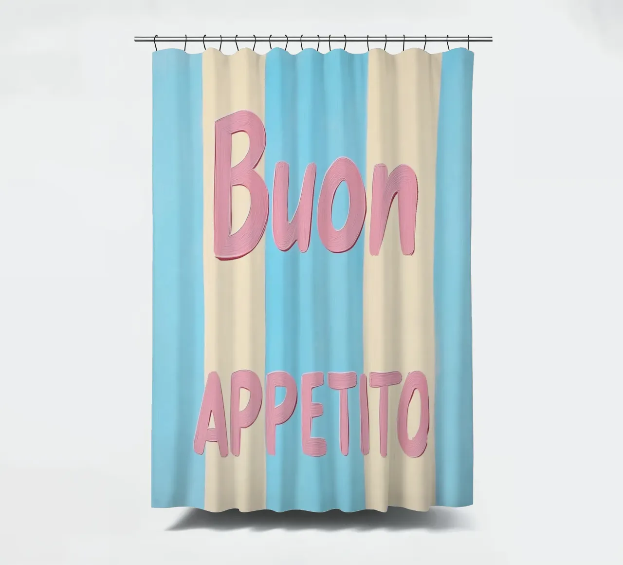 Guten Appetit Pastellstreifen Duschvorhang von Carinaprint