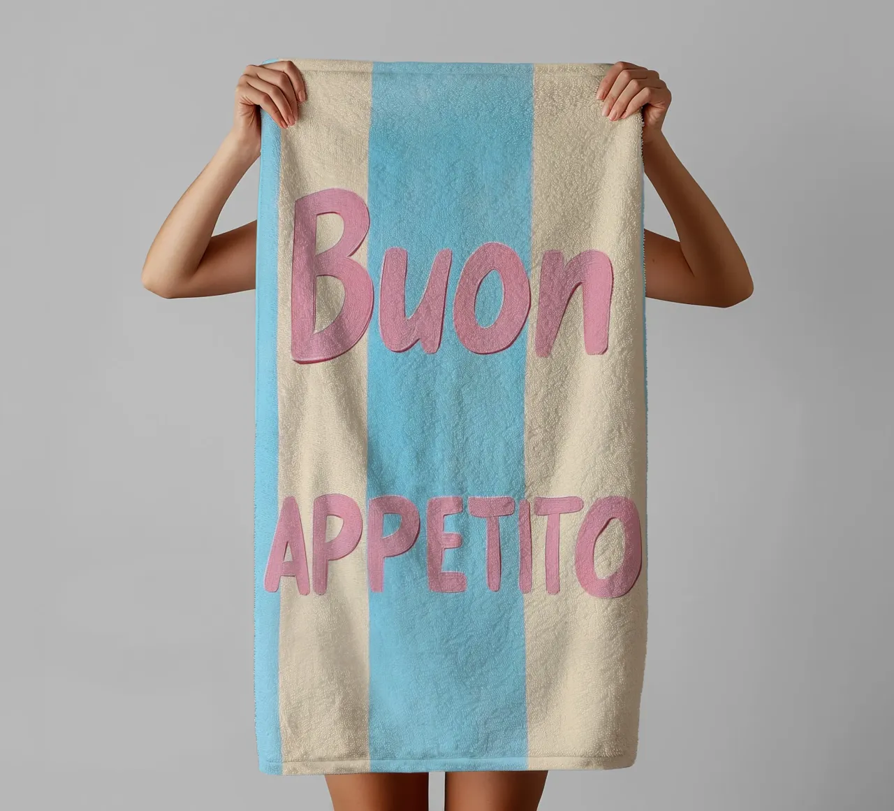 Good Appetite Pastell Streifen Handtuch von Carinaprint