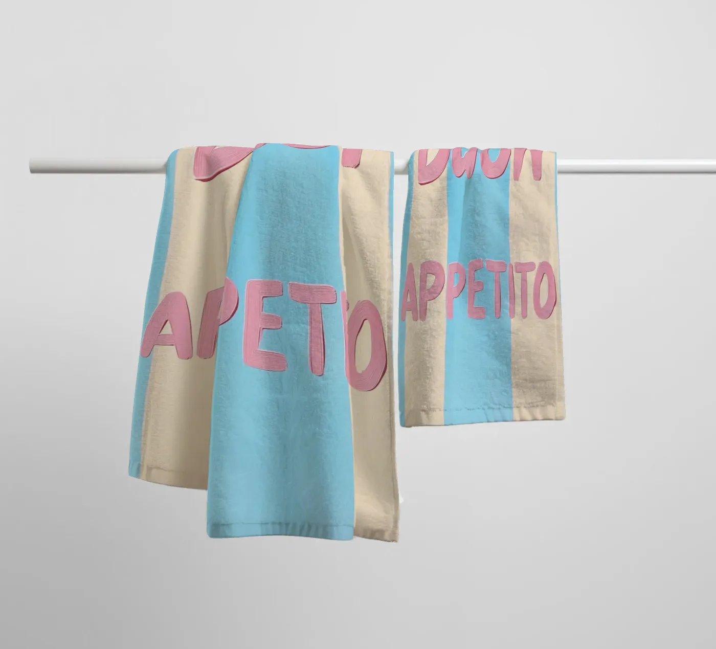 Buon Appetito Pastell Streifen asciugamano da bagno da Carinaprint