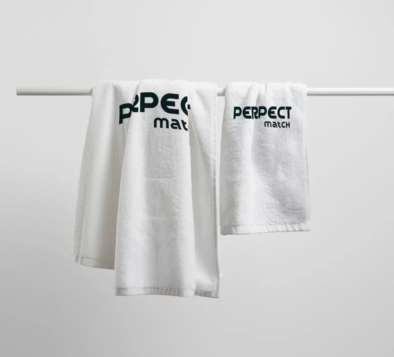 Perfect Match Simple Minimalist Typography towel by YV TYPOGRAPHY