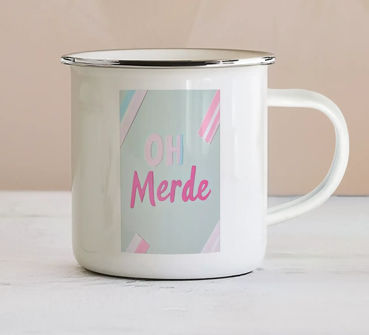 Slogan Oh Merde Pastel tazza in smalto da Carinaprint