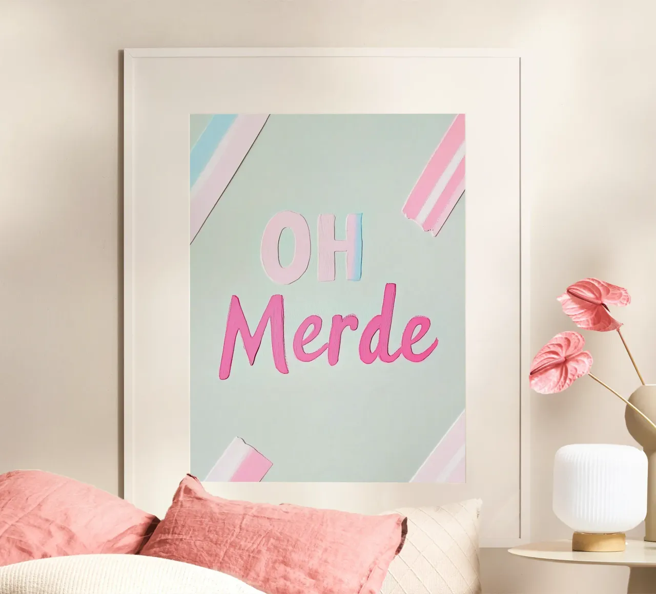 Oh Merde Pastel Slogan poster by Carinaprint