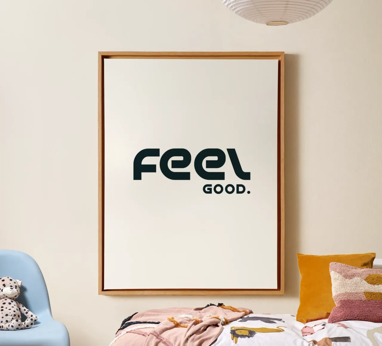 Feel Good Minimalist Simple Elegant canvas with Floater frame by YV TYPOGRAPHY