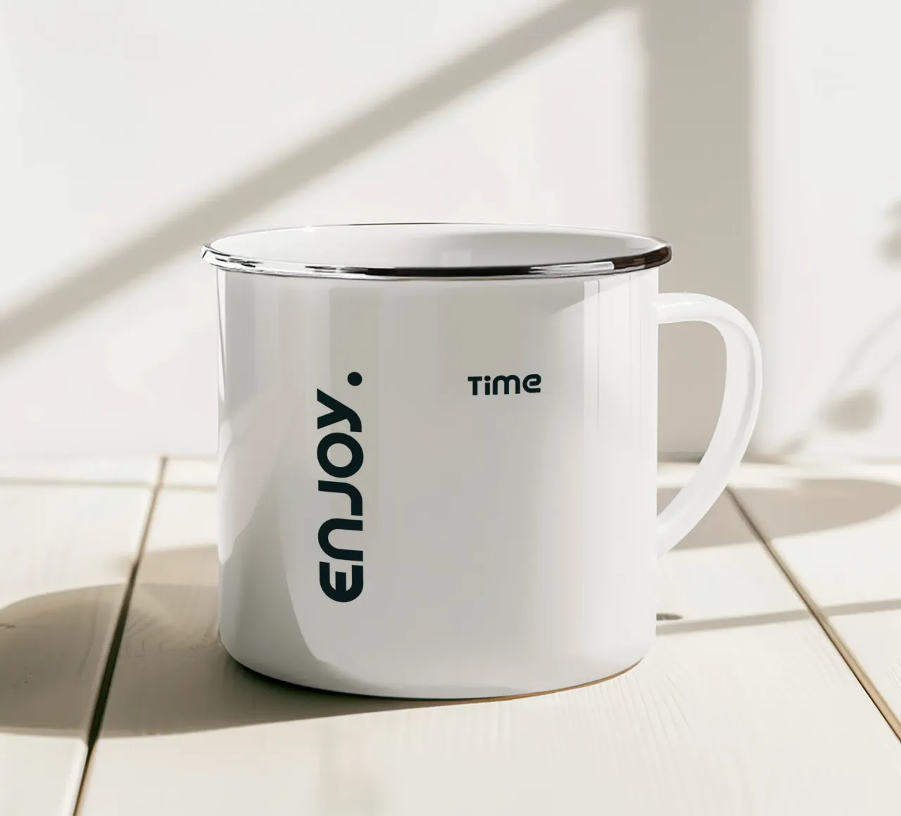Enjoy Time Tipografia moderna e minimalista tazza in smalto da YV TYPOGRAPHY