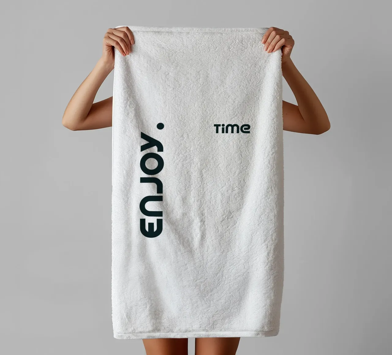 Enjoy Time Modern minimalist typography towel by YV TYPOGRAPHY
