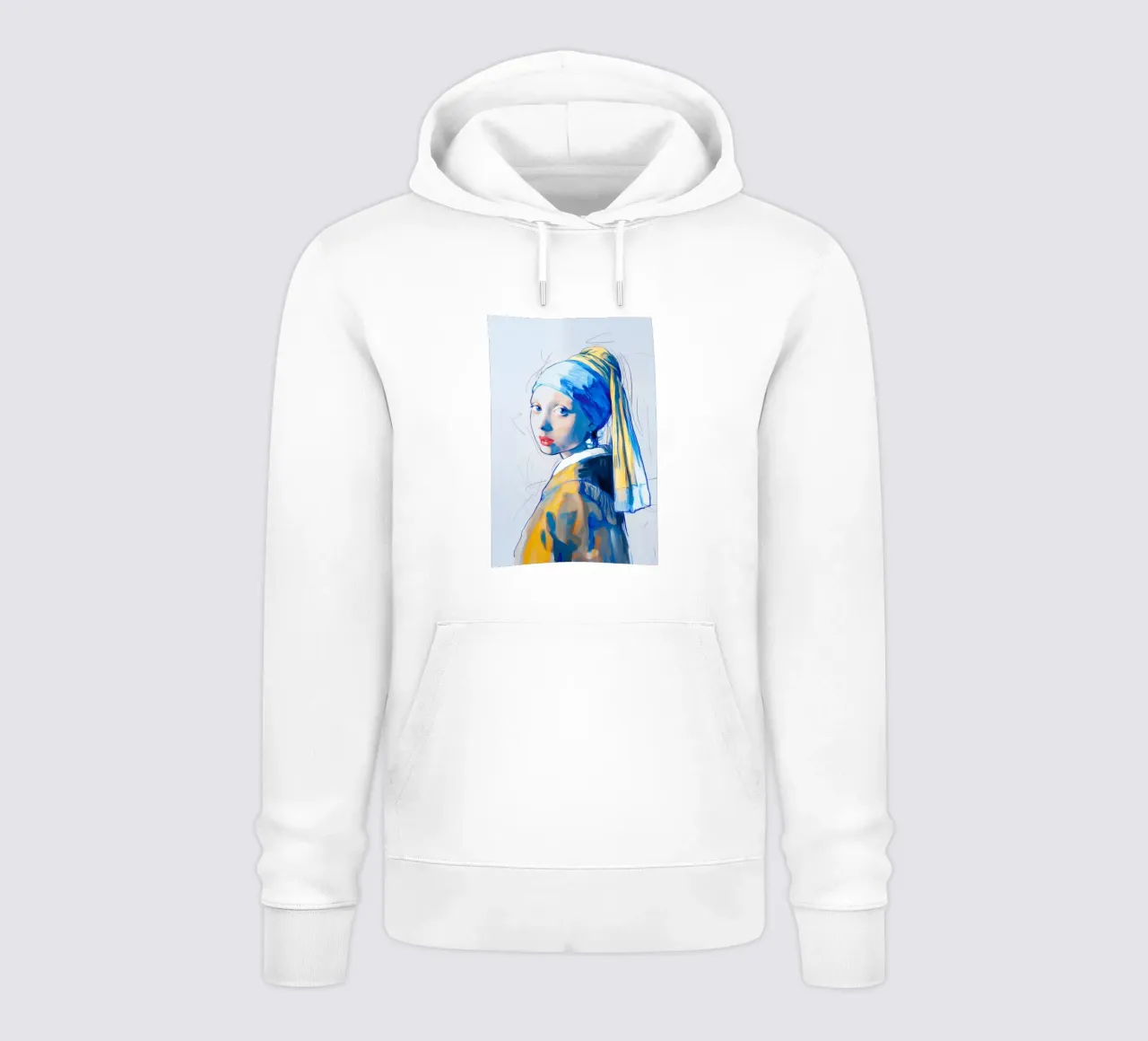 Ragazza con orecchini di perle blu felpa con cappuccio da Carinaprint