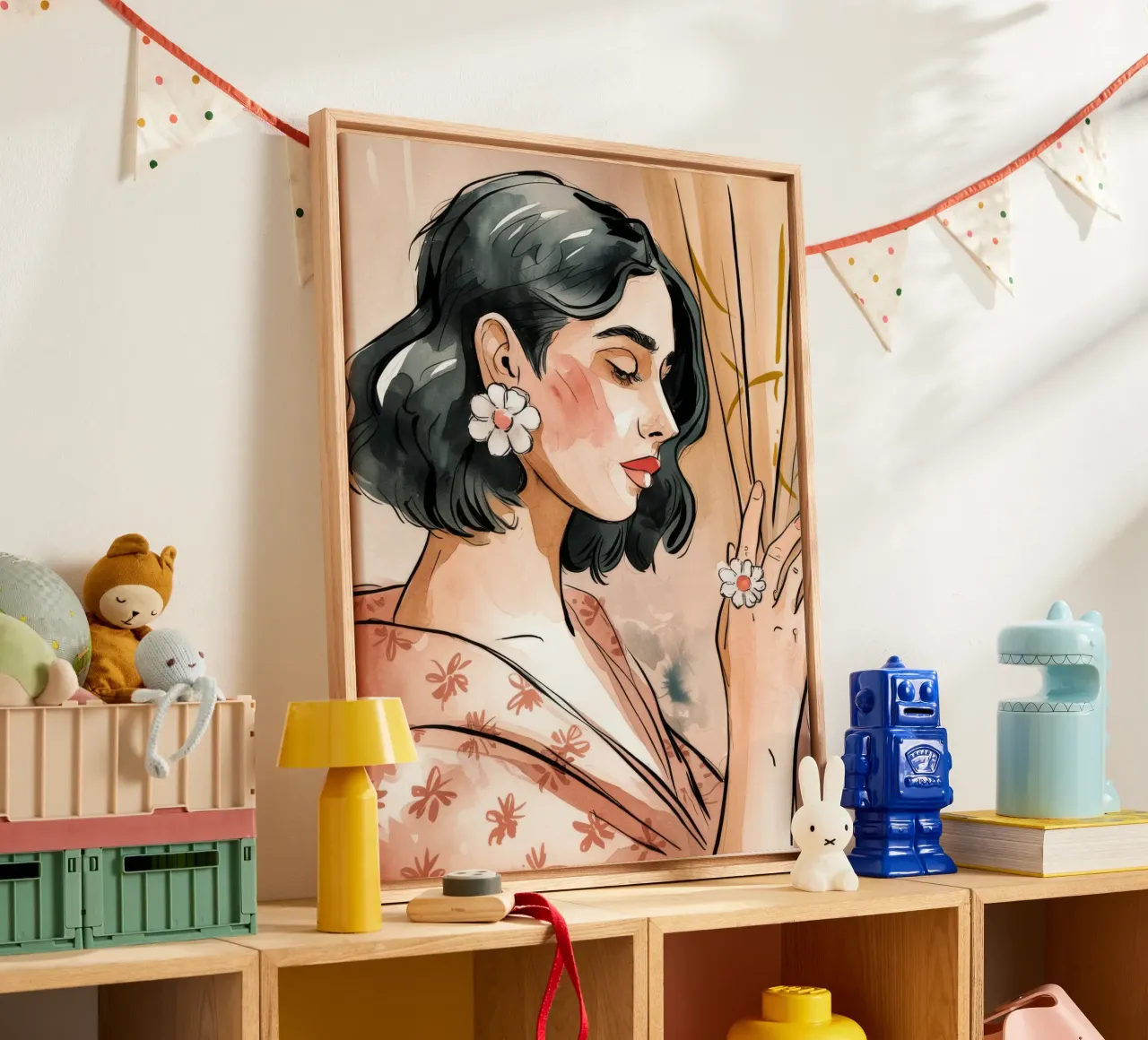 Bloemengenade canvas met Baklijst van Artie Shifa