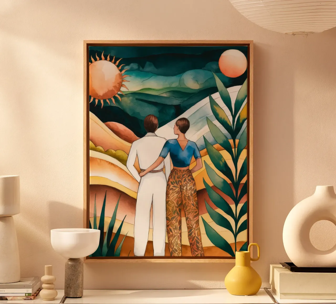 Hemelse zwervers canvas met Baklijst van Artie Shifa