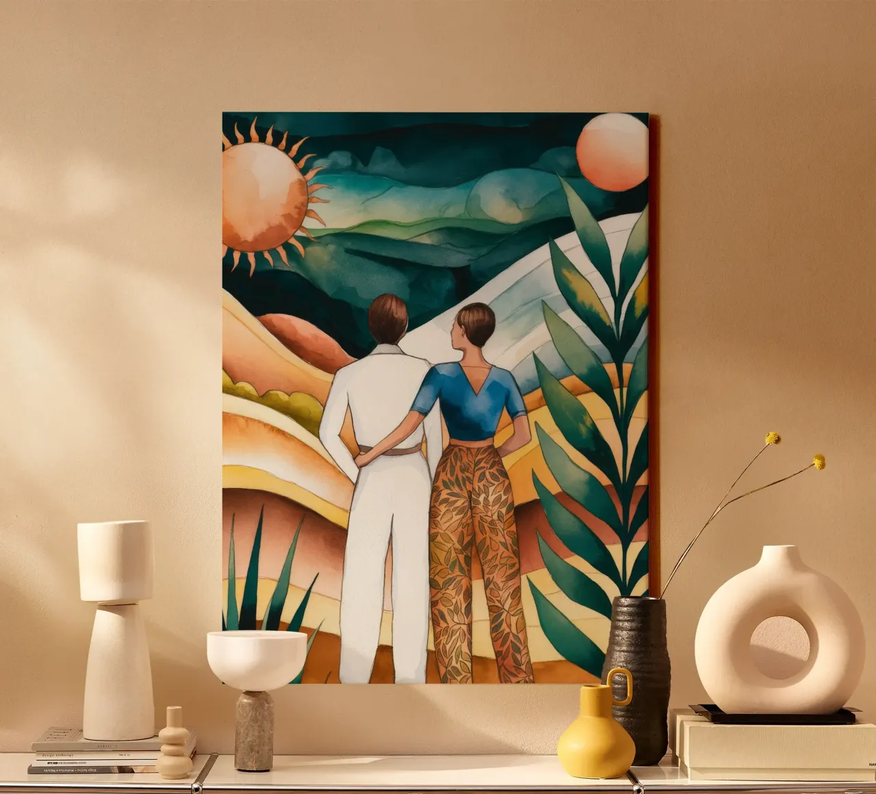 Hemelse zwervers canvas met Baklijst van Artie Shifa