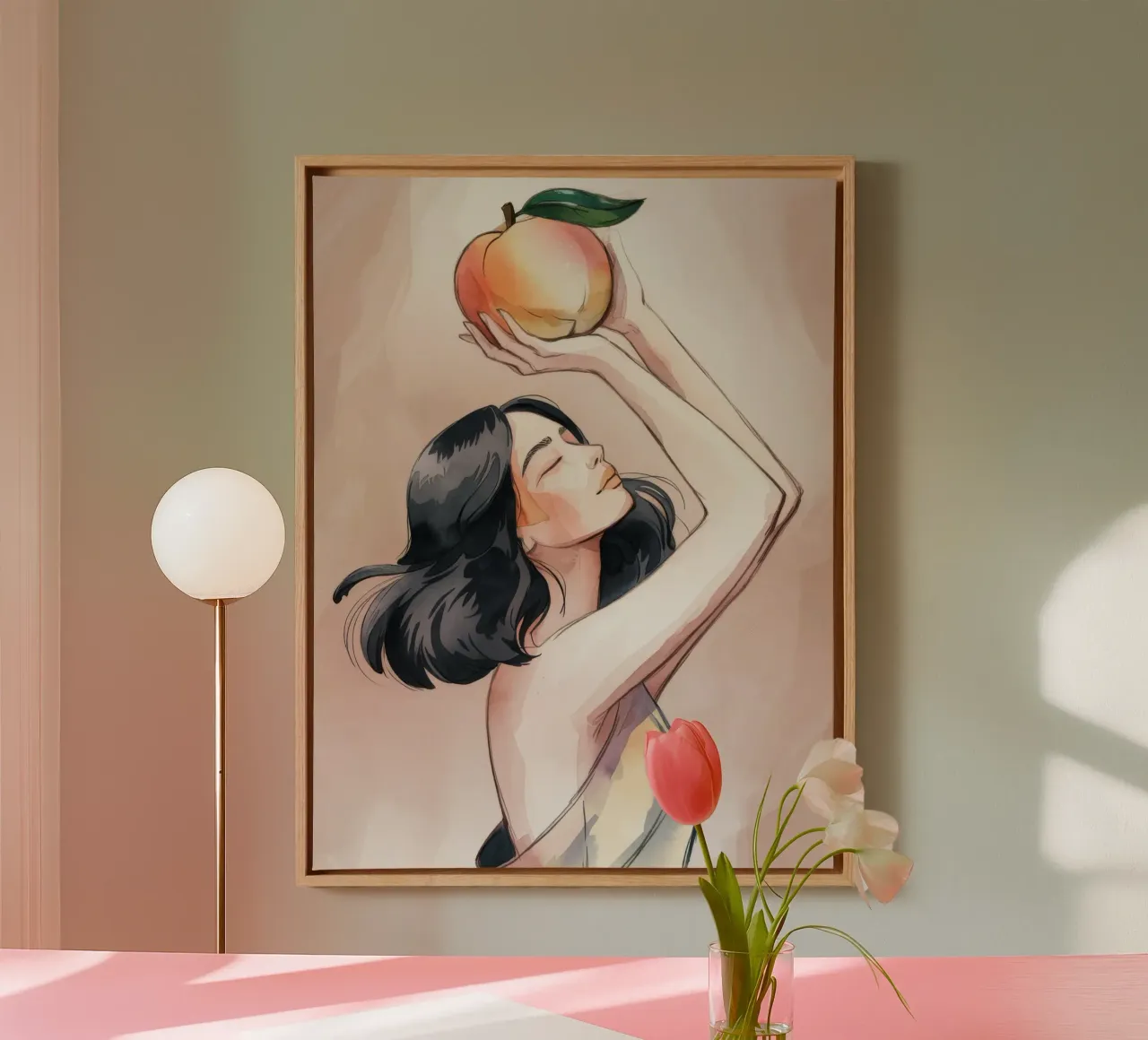 Peach Serenade canvas with Floater frame by Artie Shifa