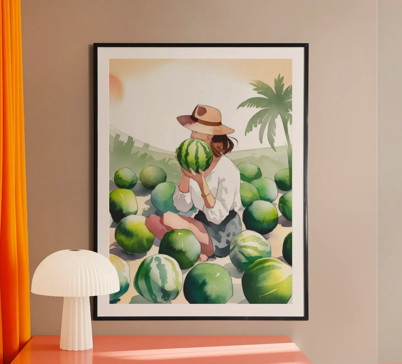 Capriccio d'anguria poster con telaio in alluminio da Artie Shifa