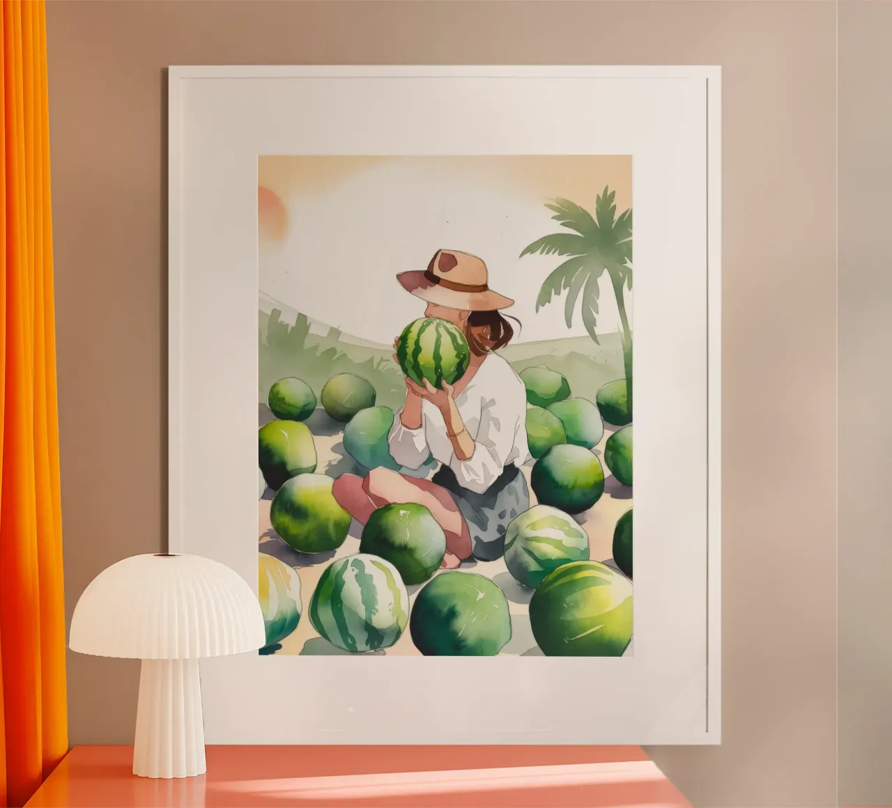 Capriccio d'anguria poster con telaio in alluminio da Artie Shifa