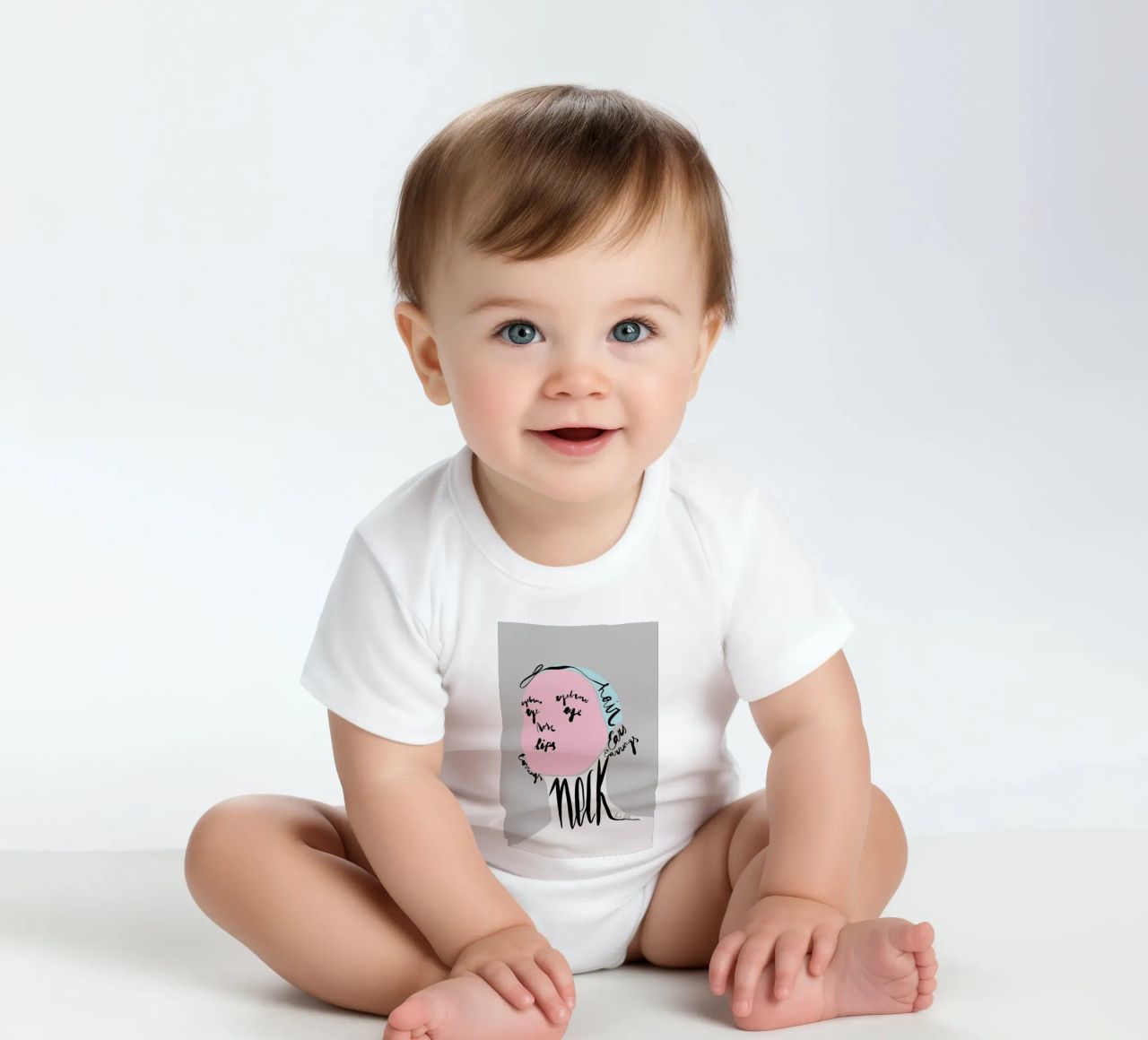 Naming the Face body neonato maniche corte da Linda Gobeta