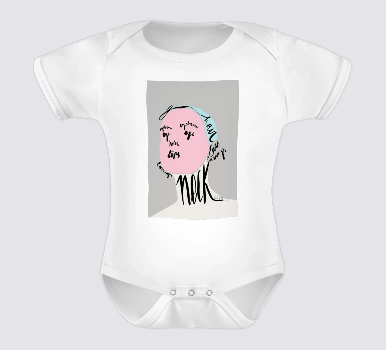 Naming the Face body neonato maniche corte da Linda Gobeta