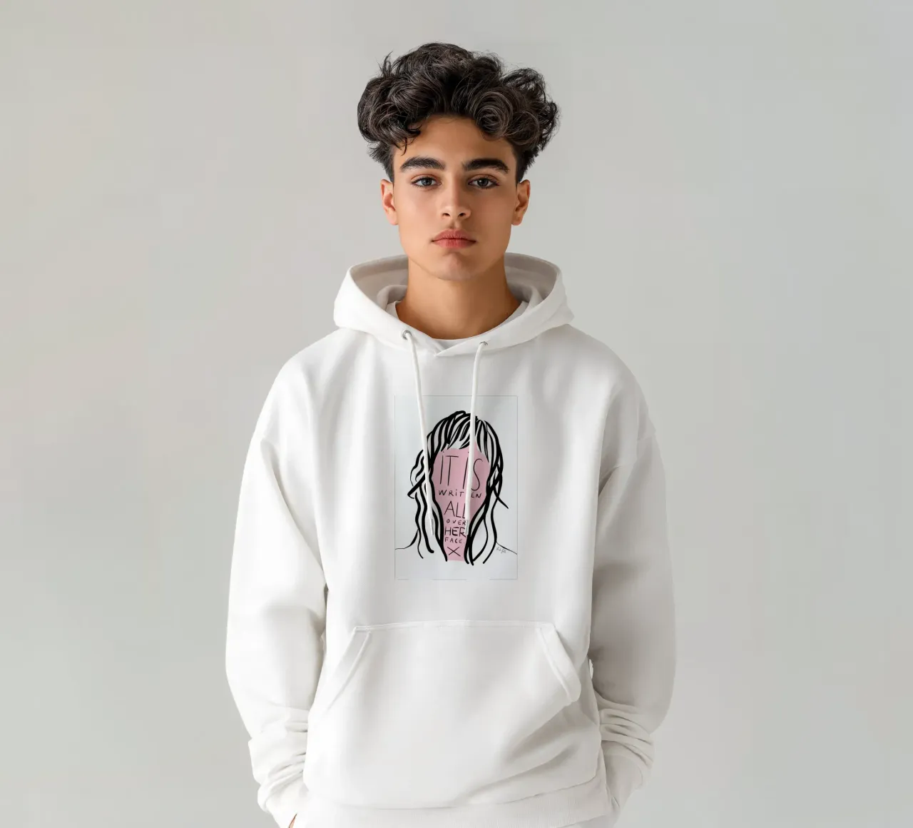 Writing on Her Face sudadera con capucha de Linda Gobeta