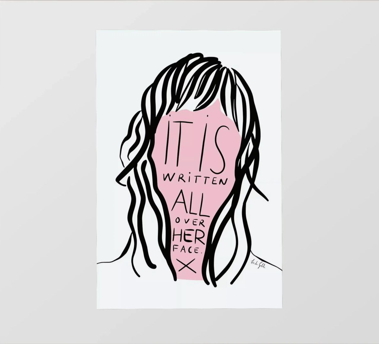 Writing on Her Face telo in pvc da Linda Gobeta