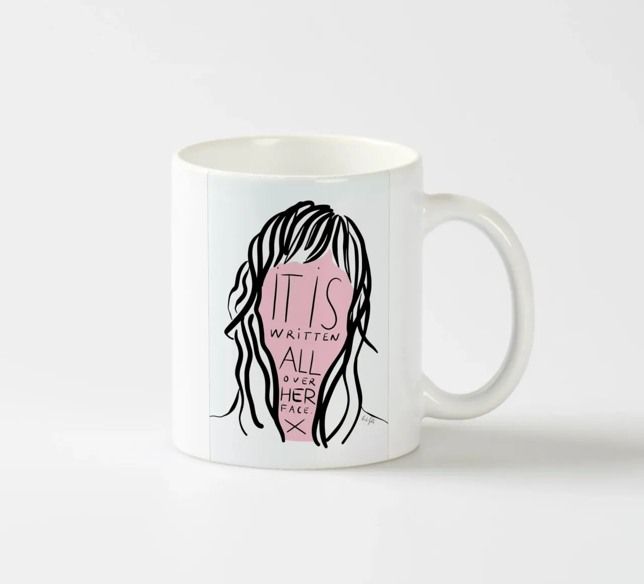 Writing on Her Face Keramik Tasse von Linda Gobeta