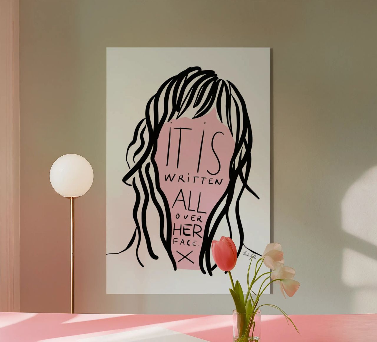 Writing on Her Face plexiglass da Linda Gobeta