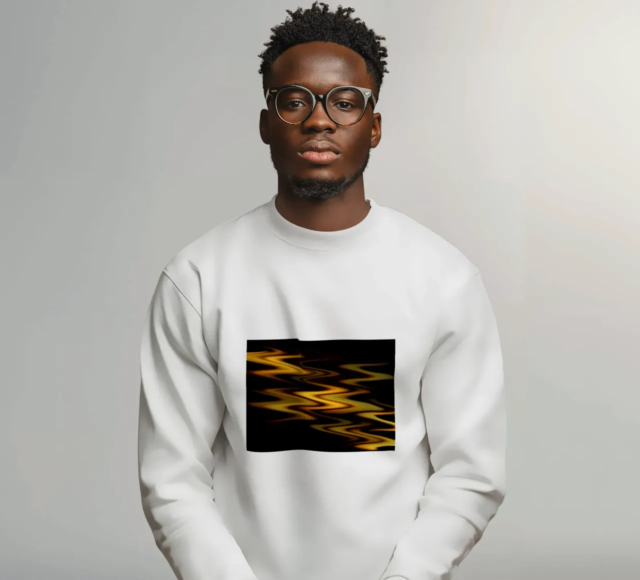 Abstract waves dynamic pattern in orange and yellow sweatshirt by Something for you