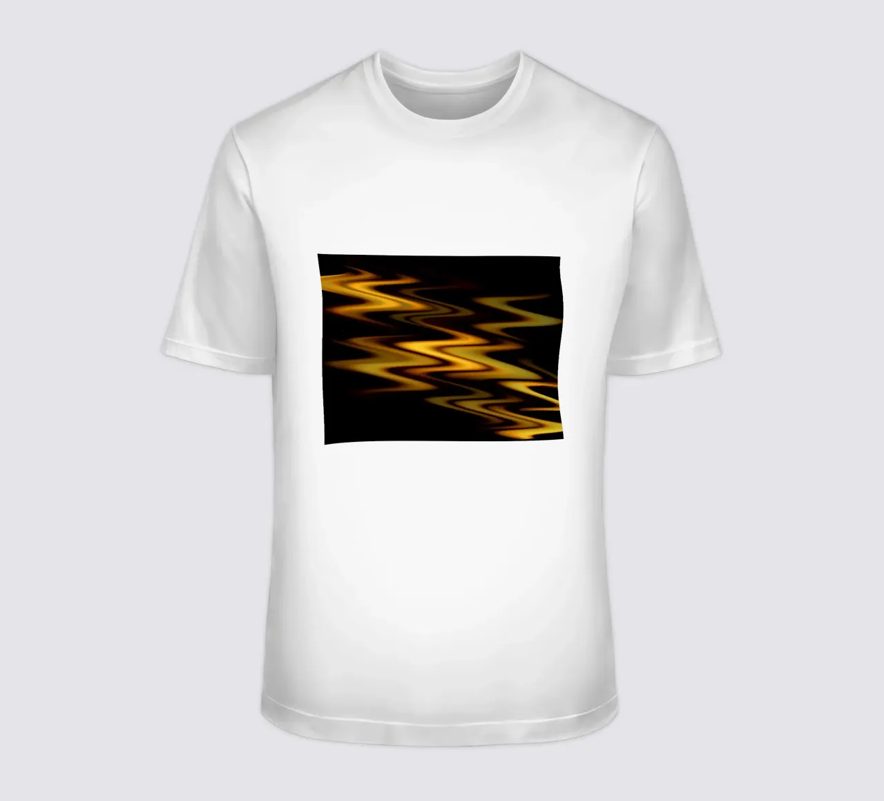 Abstract waves dynamic pattern in orange and yellow t-shirt by Something for you