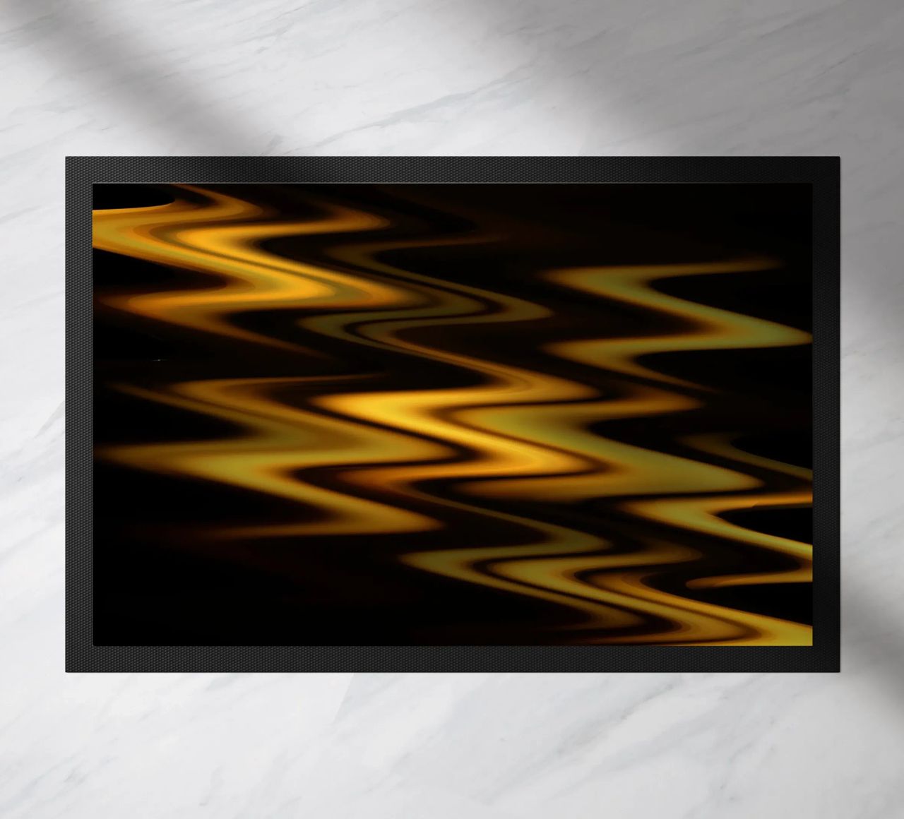 Abstract waves dynamic pattern in orange and yellow doormat by Something for you
