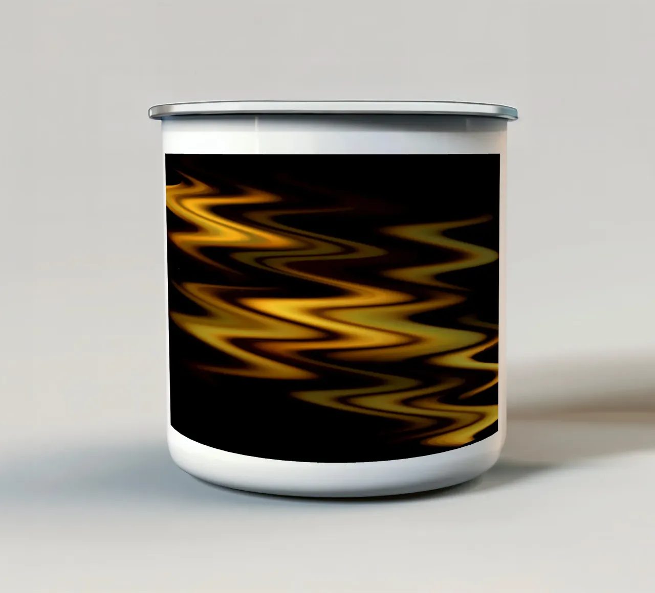 Vagues abstraites motif dynamique en orange et jaune mug en émail de Something for you