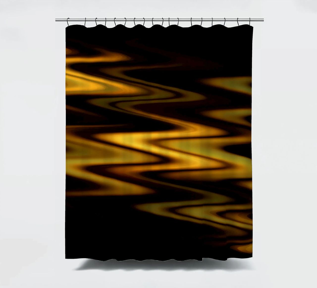Abstrakte Wellen dynamisches Muster in Orange und Gelb Duschvorhang von Something for you