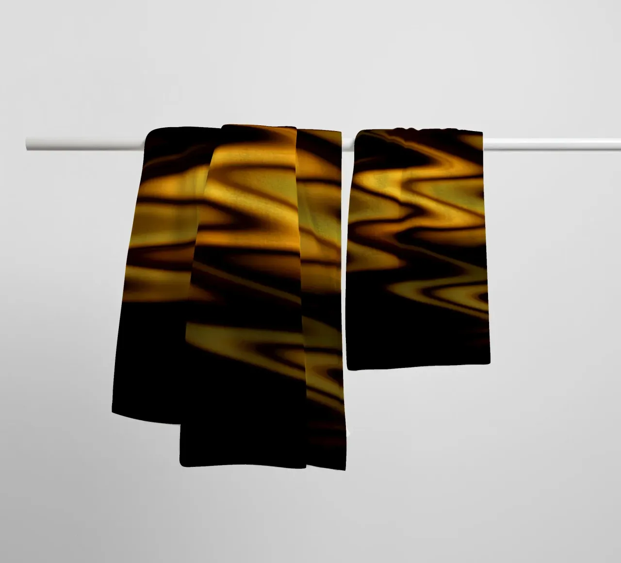 Abstract waves dynamic pattern in orange and yellow towel by Something for you