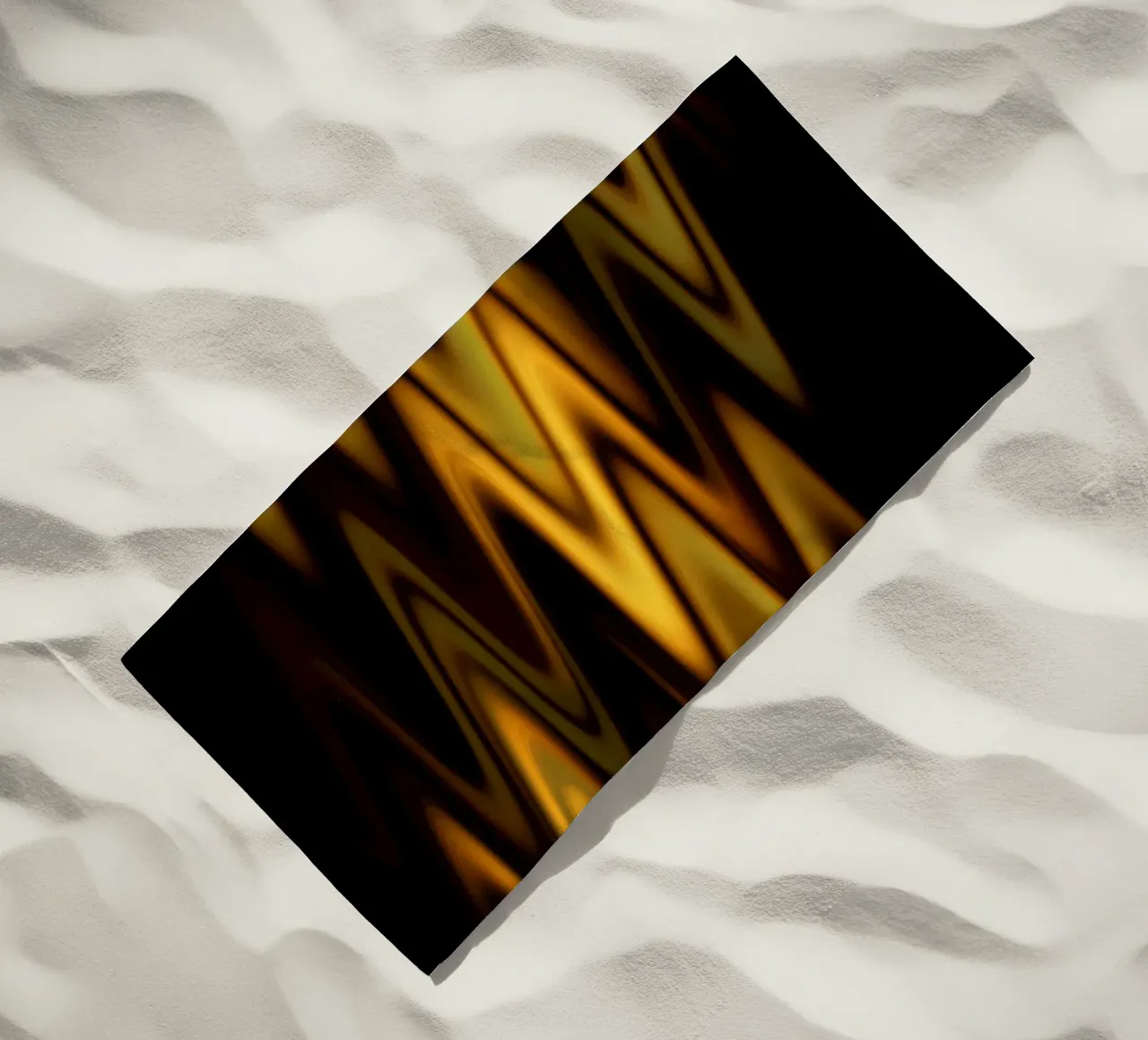 Abstract waves dynamic pattern in orange and yellow beach towel by Something for you