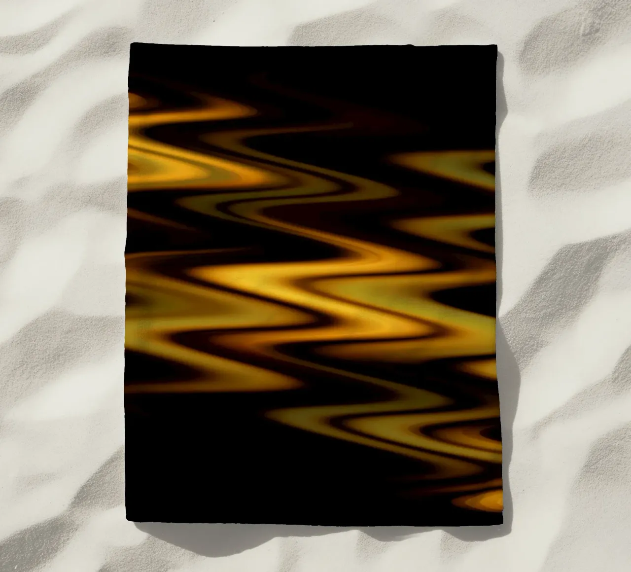 Abstract waves dynamic pattern in orange and yellow beach towel by Something for you