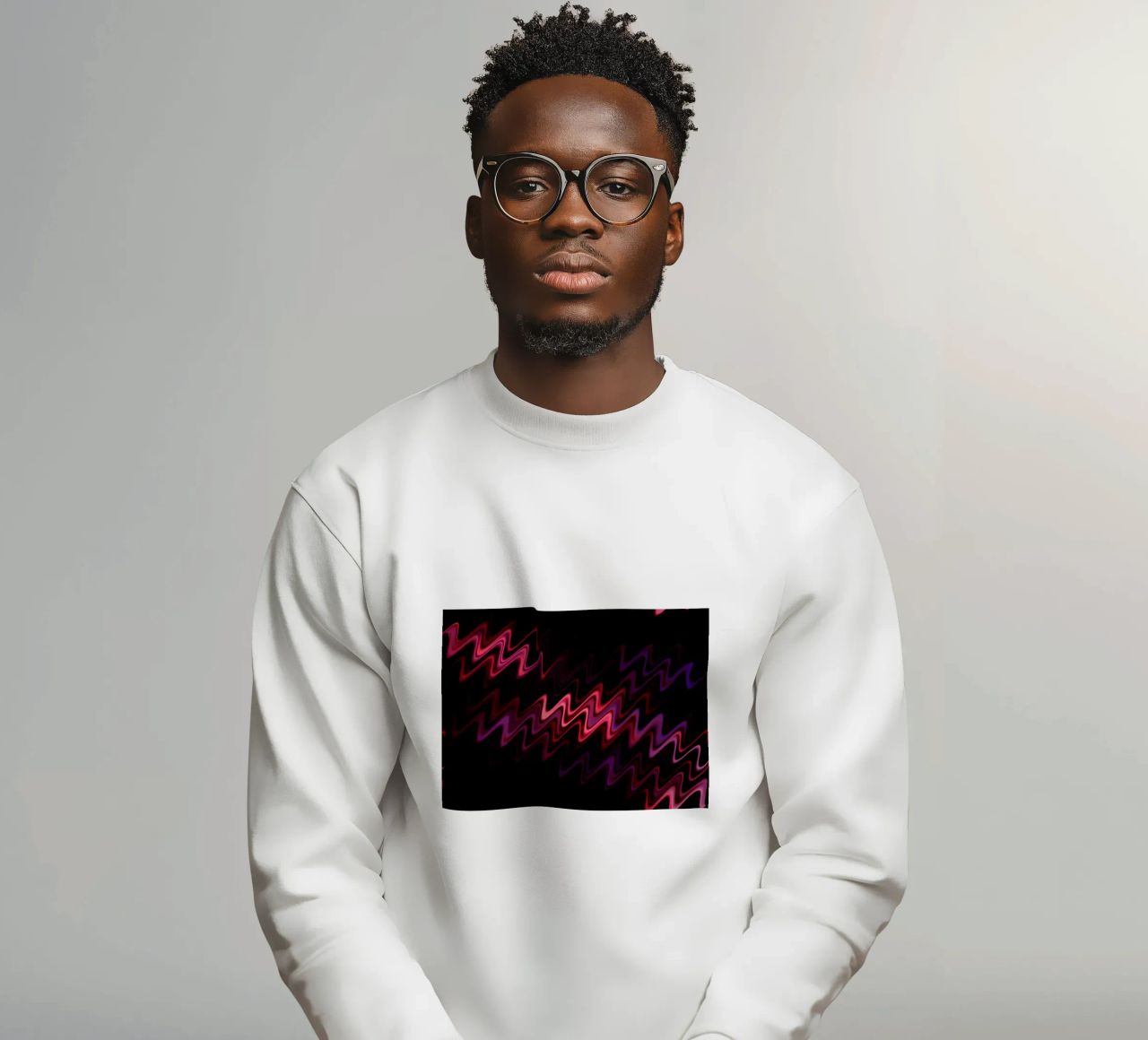 Abstract waves and a dynamic pattern in pink and purple sweatshirt by Something for you