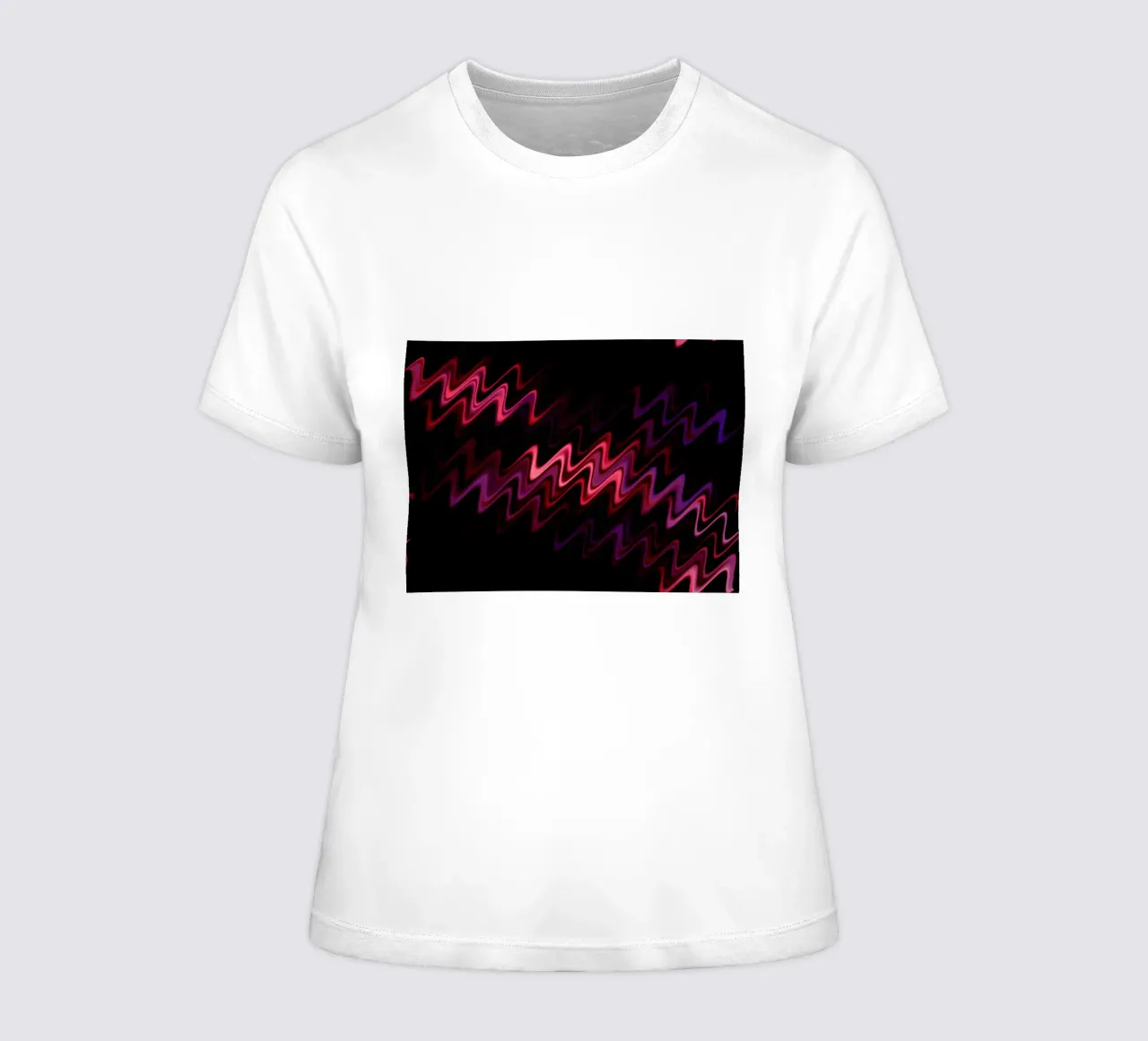 Abstract waves and a dynamic pattern in pink and purple women's fitted t-shirt by Something for you