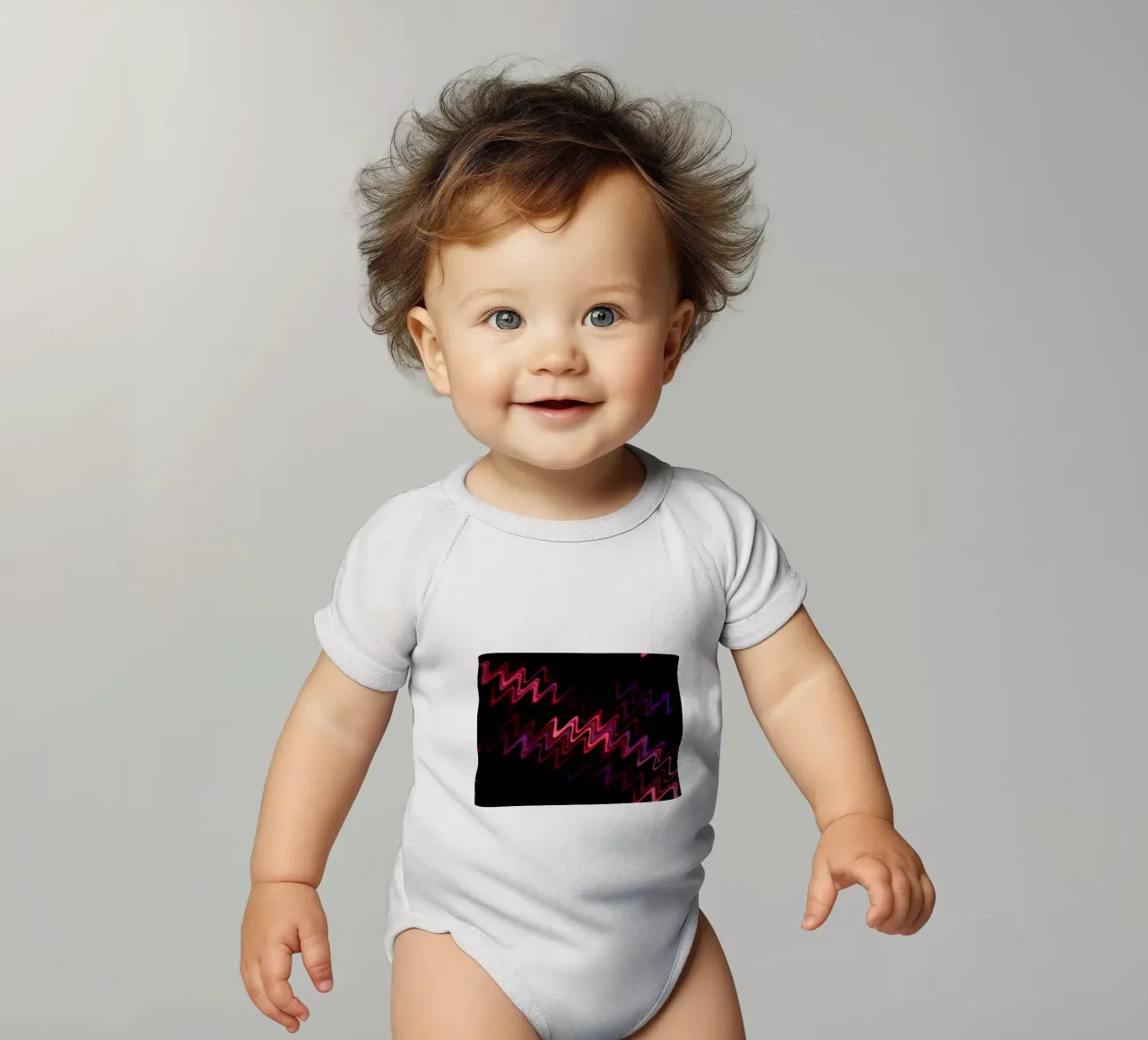 Des vagues abstraites et un motif dynamique en rose et violet body bébé de Something for you