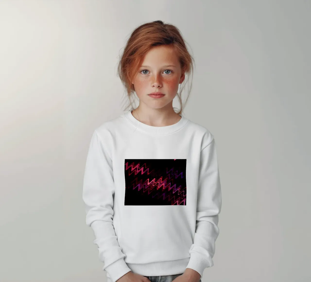Abstract waves and a dynamic pattern in pink and purple kids sweatshirt by Something for you