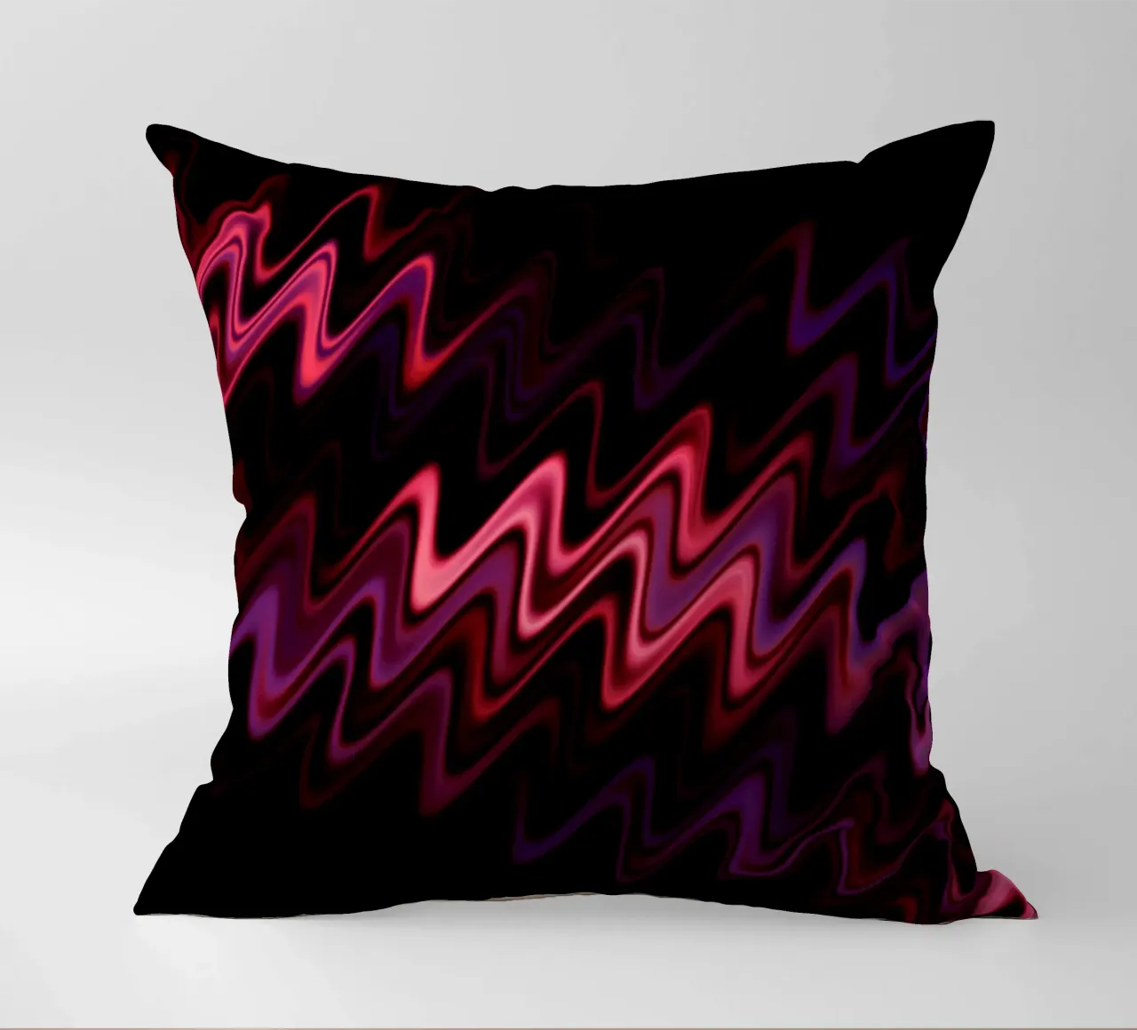 Abstract waves and a dynamic pattern in pink and purple decorative cushion by Something for you