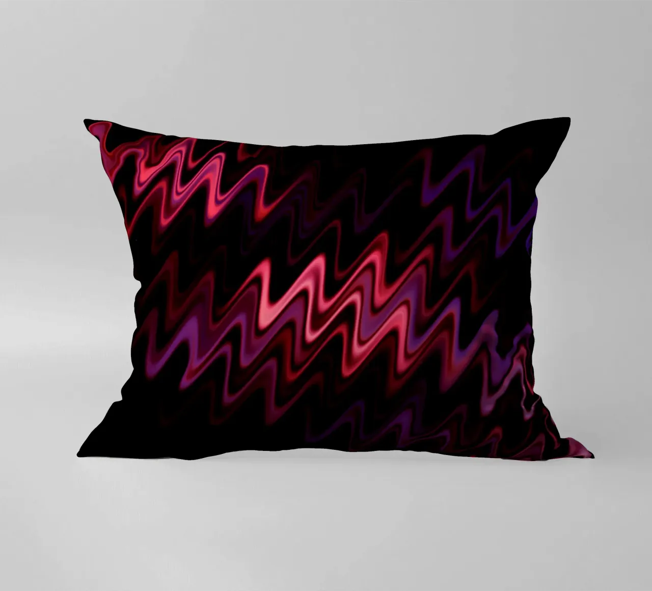 Abstract waves and a dynamic pattern in pink and purple decorative cushion by Something for you