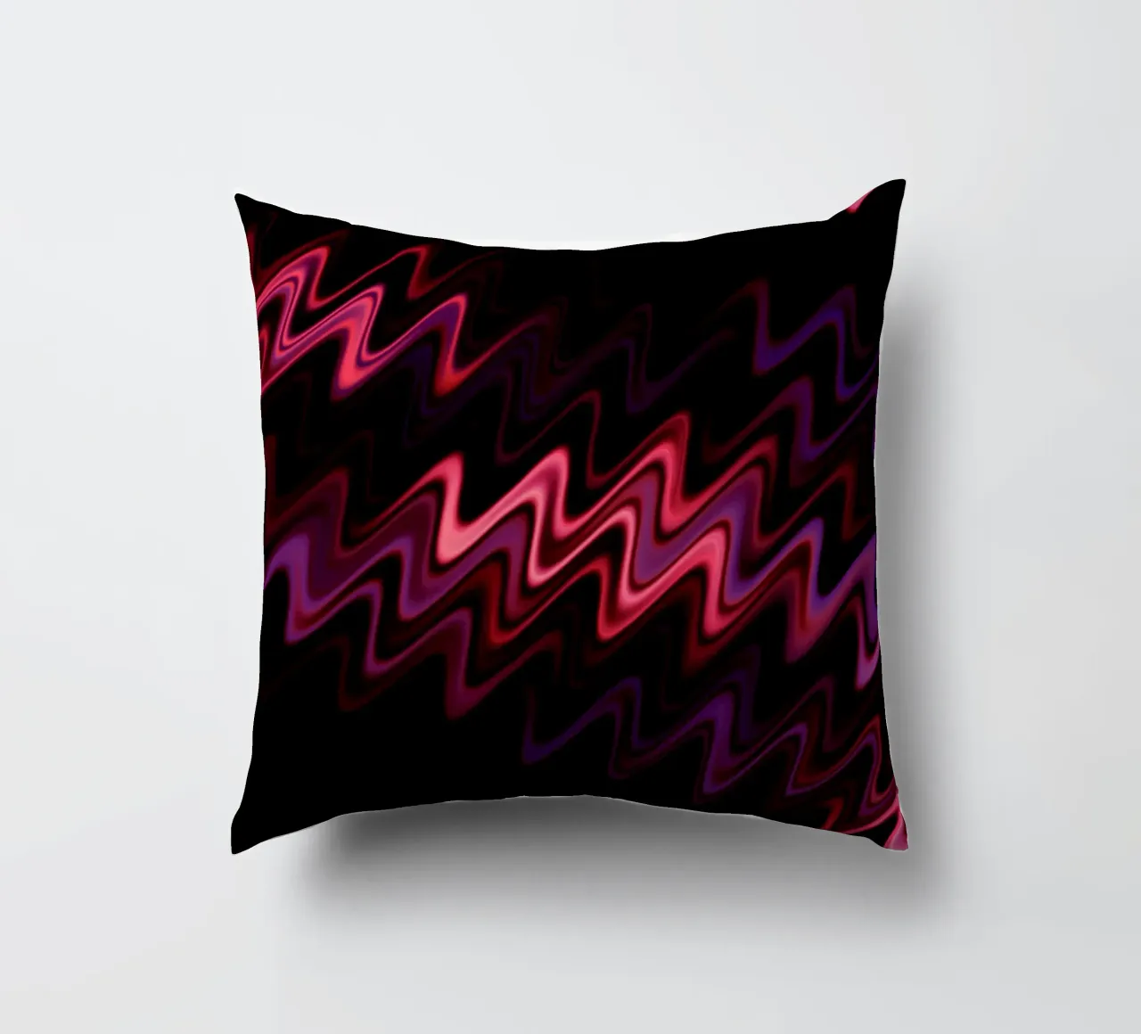 Abstract waves and a dynamic pattern in pink and purple decorative cushion by Something for you