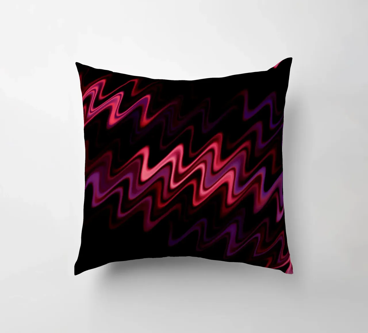 Abstract waves and a dynamic pattern in pink and purple decorative cushion by Something for you