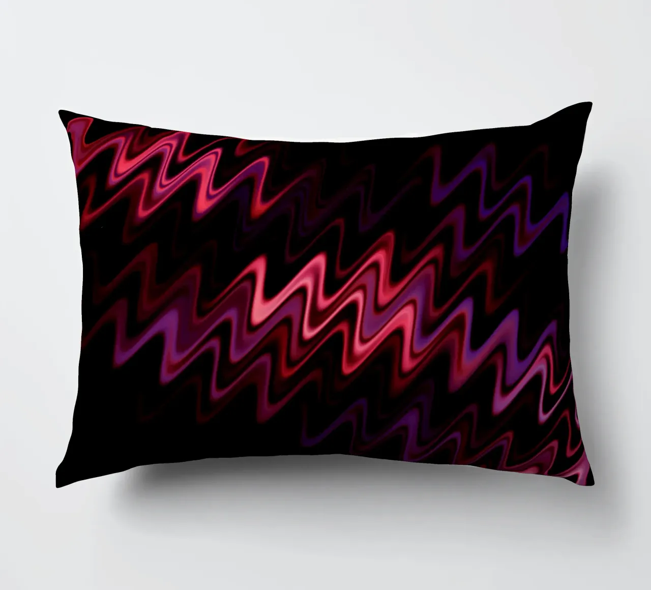 Abstract waves and a dynamic pattern in pink and purple decorative cushion by Something for you