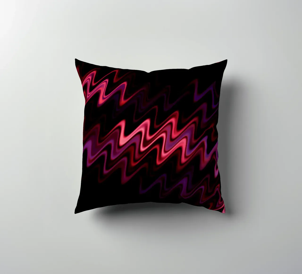 Abstract waves and a dynamic pattern in pink and purple decorative cushion by Something for you