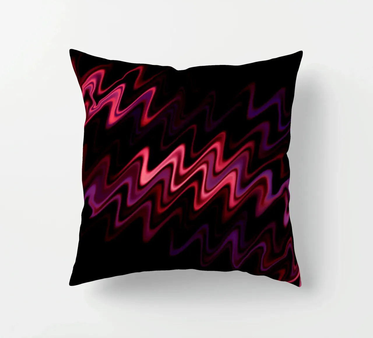 Abstract waves and a dynamic pattern in pink and purple decorative cushion by Something for you