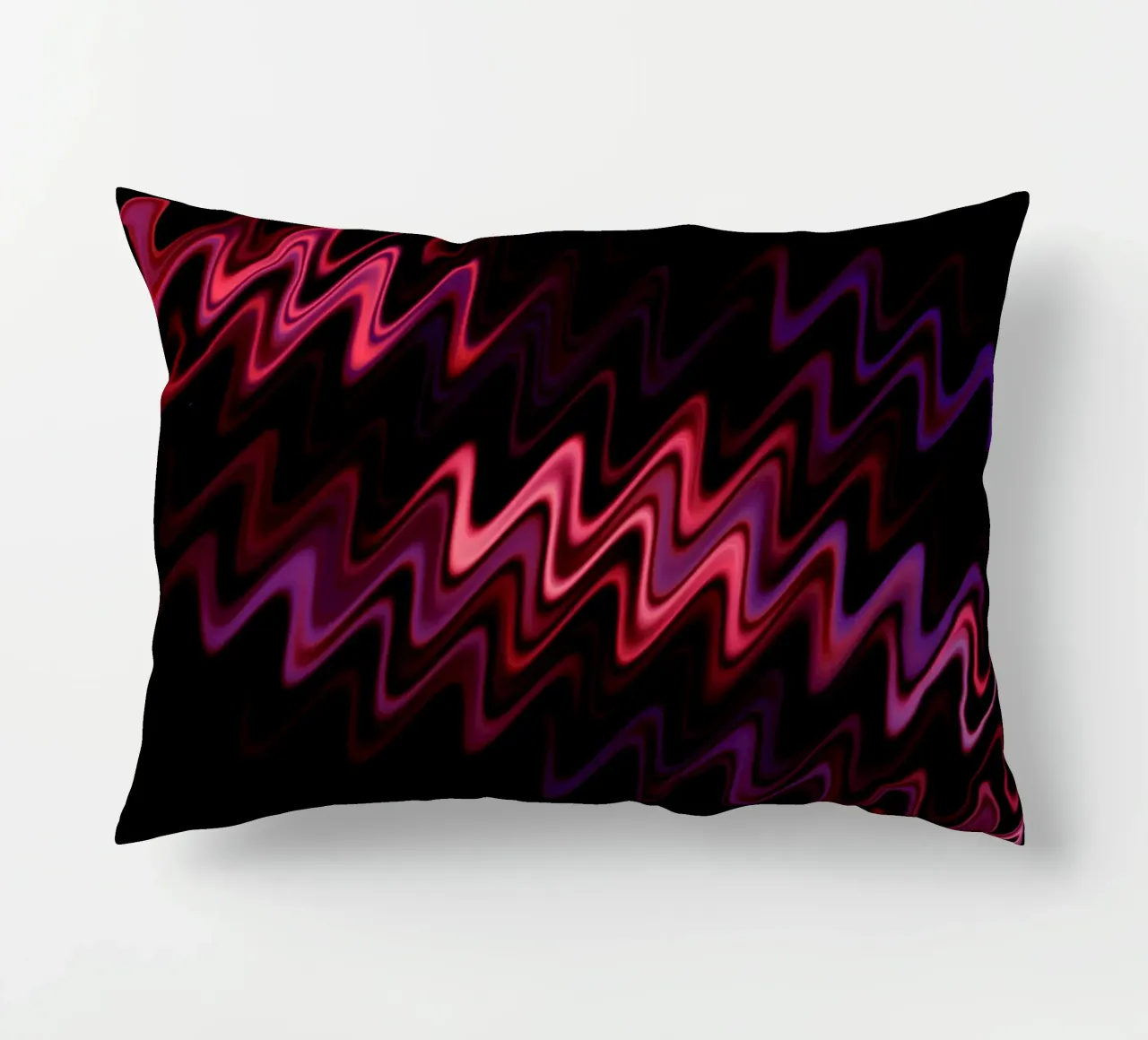 Abstract waves and a dynamic pattern in pink and purple decorative cushion by Something for you