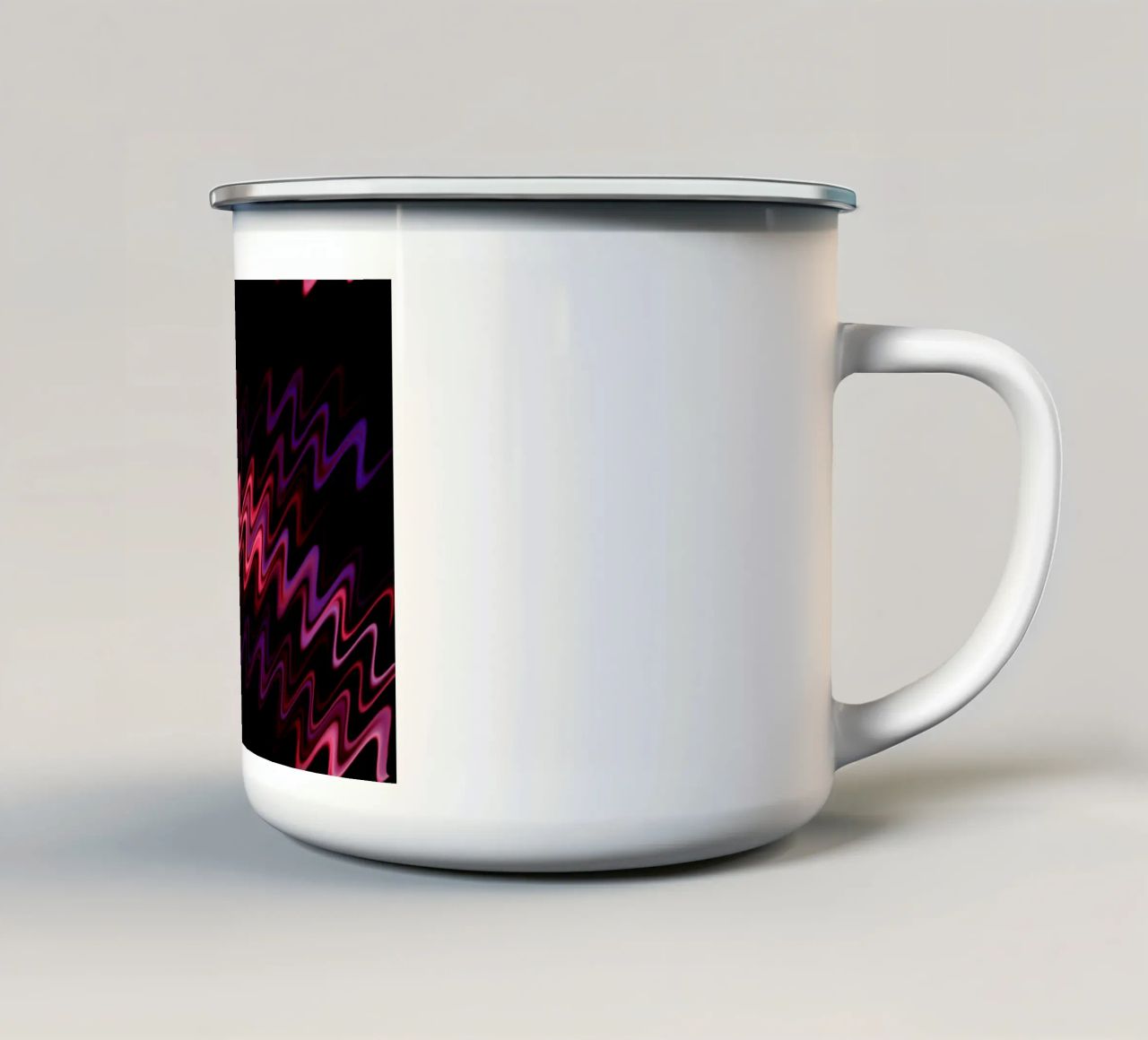 Abstract waves and a dynamic pattern in pink and purple enamel mug by Something for you